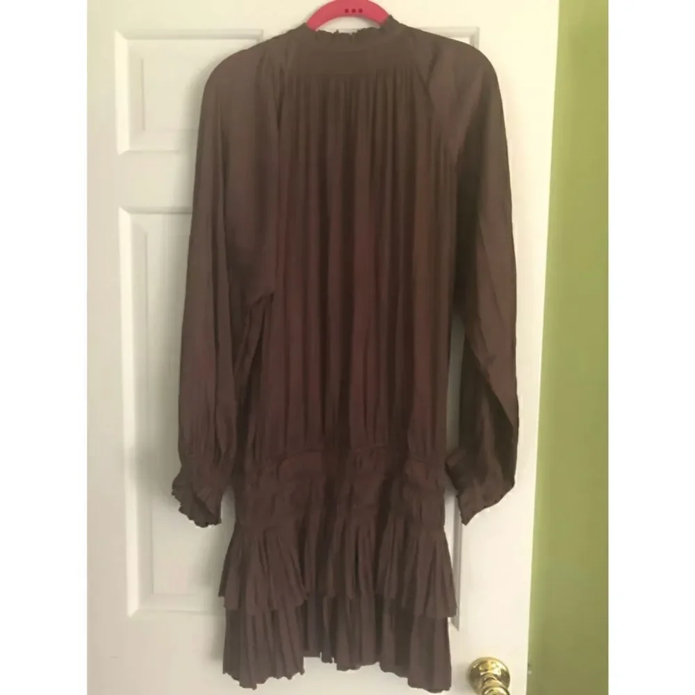 Ulla Johnson Piera Pleated Drop Waist Dress - Picture 9 of 10